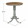 International Concepts Round Pedestal Table, 36 in W X 36 in L X 41.1 in H, Wood, Distressed Hickory/Stone K41-36RT-6B-2